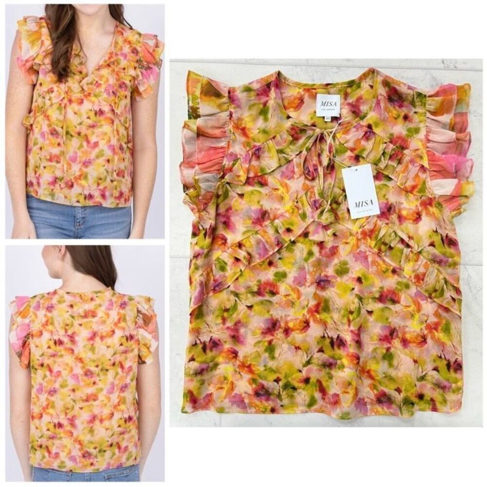MISA Los Angeles Emi Top in Golden Floral Mix